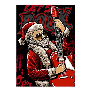 Rockçı Santa Art Mdf Poster 35cm X50cm 35x50 cm