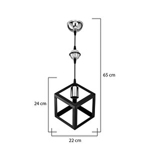 Küp Siyah Küre Krom Avize