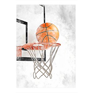 Basketbol Topu Ve Pota Art Mdf Poster 25cmx 35cm 25x35 cm
