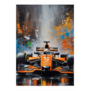 Renkli Fon Formula 1 Aracı Art Mdf Poster 35cm X50cm 35x50 cm