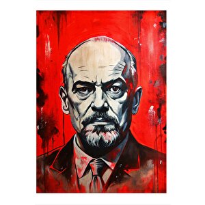 Lenin Kırmızı Fon Model Mdf Tablo 25cmx 35cm 25x35 cm