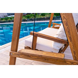 Pera 2000 3 Kişilik Ahşap Bahçe Balkon Salıncak, Krem
