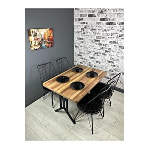 Sultan Kemençe Mutfak Yemek Masası Balkon Masası Kavisli Köşe Metal Siyah Ayak 120*80 Cm