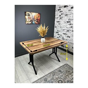 Sultan Kemençe Mutfak Yemek Masası Balkon Masası Kavisli Köşe Metal Siyah Ayak 120*80 Cm