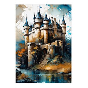 Ortaçağ Kalesi Model Mdf Tablo 25cmx 35cm 25x35 cm