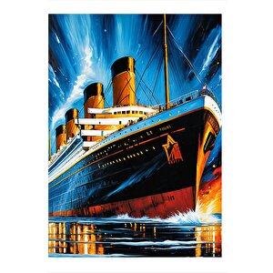Pastel Titanic Çizimi Tasarım Ahşap Tablo 35cm X50cm 35x50 cm