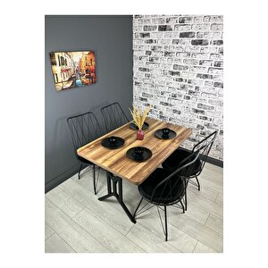Handan Kemençe Mutfak Yemek Masası Balkon Masası Kavisli Köşe Metal Siyah Ayak 110*70 Cm