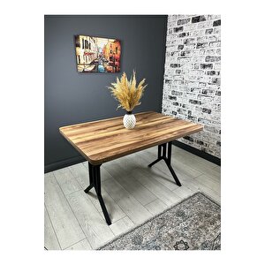 Handan Kemençe Mutfak Yemek Masası Balkon Masası Kavisli Köşe Metal Siyah Ayak 110*70 Cm Kemençe