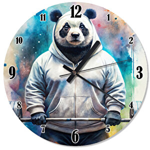 Sportif Kıyafetli Panda Analog Duvar Saati