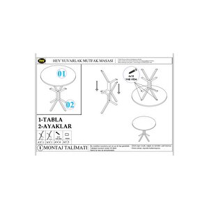 Saray Siyahmermer Yuvarlak Mutfak Masası Yemek Masa Balkon Masa Metal Siyah Ayak 80 Cm