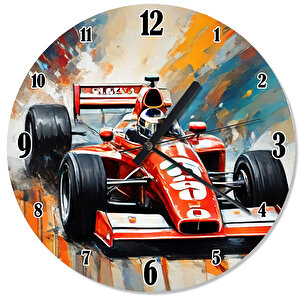 Kırmızı F1 Yarış Arabası Tasarım Duvar Saati
