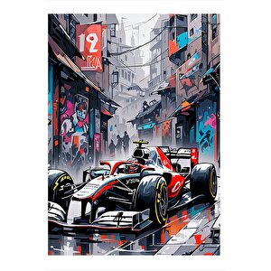 Formula 1 Aracı Modern Ahşap Tablo 25cmx 35cm 25x35 cm