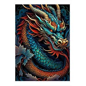 Mistik Dragon Ejderha Modern Ahşap Tablo 25cmx 35cm 25x35 cm