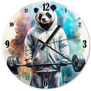 Gym Vücut Çalışan Panda Sessiz Duvar Saati