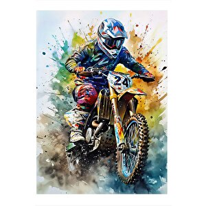 Motocross Yarışı Mdf Poster 25cmx 35cm 25x35 cm