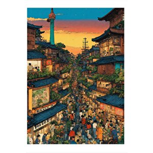 Japonya'da Pazariçi Modern Mdf Tablo 35cm X50cm 35x50 cm