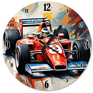 Kırmızı Formula 1 Aracı Akarlı Duvar Saati