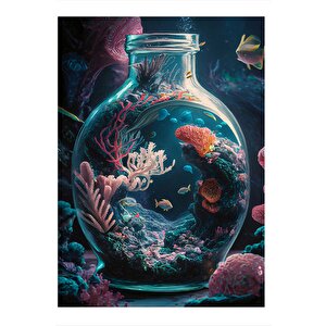 Şişedeki Okyanus Hediyelik Ahşap Tablo 25cmx 35cm 25x35 cm