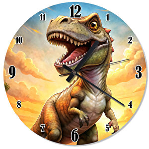 Sevimli Dinozor T-rex Akarlı Duvar Saati