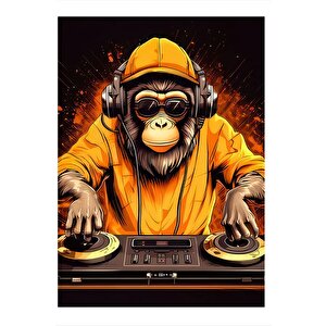 Dj Monkey Modern Ahşap Tablo 35cm X50cm 35x50 cm