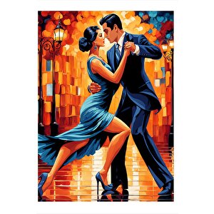 Romantik Dans Eden Çift Hediyelik Ahşap Tablo 25cmx 35cm 25x35 cm