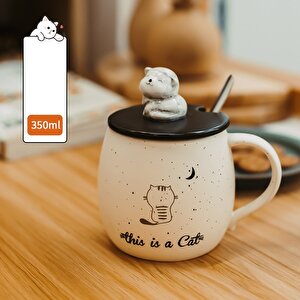 Kedi Kapaklı Seramik Kupa, 13x8 Çok Renkli