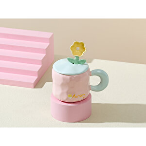 Çi̇çek Serami̇k Kupa, Pembe, 9x9 Pembe