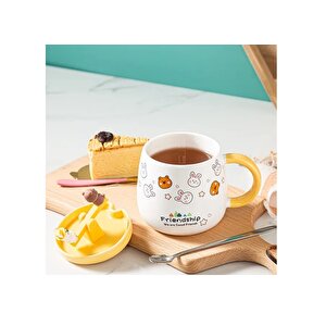 Tavşan Ve Ayıcık Seramik Kupa, Sarı, 9x8 Sarı