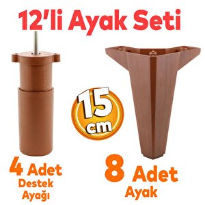 20'li Set Sedir Lüks Mobilya Koltuk Kanepe Tv Ünitesi Destek Ayağı 15 Cm Kahverengi Ayakları