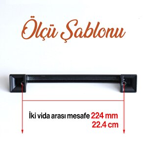 Gama 224 Mm Siyah Kulp Metal Mobilya Çekmece Dolabı Mutfak Dolap Kulpları Kapak Kulbu Kulpu 22.4 Cm