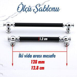 Arya 128 Mm Krom Siyah Metal Mobilya Çekmece Mutfak Dolap Dolabı Kapak Kulbu Kulpları Kulpu 128 Mm