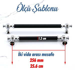 Çınar 256 Mm Krom Siyah Mobilya Mutfak Çekmece Metal Dolabı Kulpları Dolap Kapak Kulpu Kulbu 256 Mm