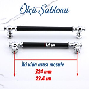 Arya 224 Mm Krom Siyah Metal Mobilya Çekmece Mutfak Kapak Kulbu Dolap Dolabı Kulpları Kulpu 224 Mm
