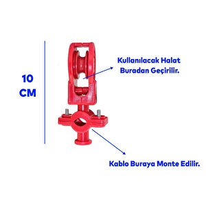 Kablo Makarası Plastik Kırmızı Kablo Taşıyıcı Kablo Dolaşma Önleyici Seyyar Taşıma 360 Derece Döner