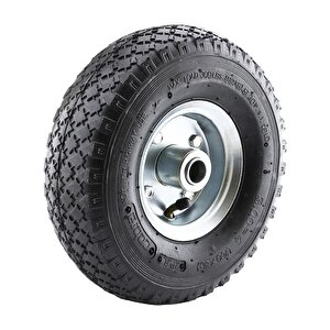 El Arabası Yük Taşıma Tekeri Siboplu Bilyeli Rulmanlı Havalı Dublex 260x80 Mm Çelik Jant Tekerlek