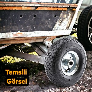 El Arabası Yük Taşıma Tekeri Siboplu Bilyeli Rulmanlı Havalı Dublex 260x80 Mm Çelik Jant Tekerlek