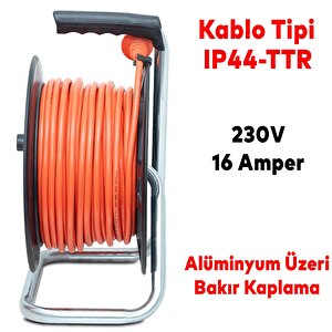 Makaralı Seyyar Kablo Kapaklı 4 Prizli Plastik Uzatma Kablosu 3x1.5 Mm Ttr Kablo 35 Metre