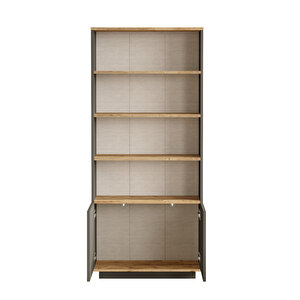 Robin Home Loft Kitaplık Raf 2 Kapaklı Raflı 168cm Çam-antrasit