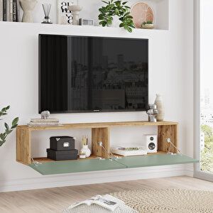 Robin Home Loft Tv Ünitesi Duvara Monte 140cm Çam-ihlamur Yeşili