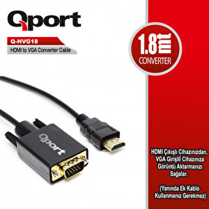 Q-hvg18 Hdmi To Vga Çevi̇ri̇ci̇ Kablo 1.8 Mt