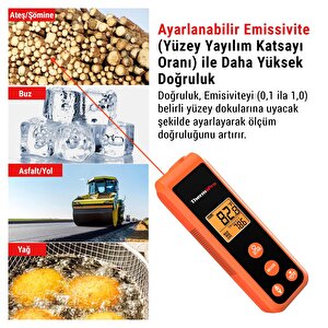 ThermoPro Tp410 Mini Endüstriyel Kızılötesi Katı-sıvı Sıcaklık Ölçer