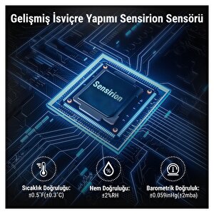 Thermopro Tp280b 7" Wi-fi İç Ve Dış Mekan Dijital Sıcaklık, Nem, Basınç Ölçer Ve Hava Tahmin İstasyonu