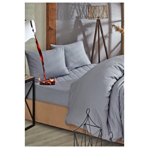 Gri Sıvı Geçirmez Kapitone %100 Pamuk Alez Ve Nevresim Set 100x200 cm