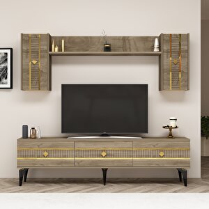 Lenora Tv Üni̇tesi̇ Takimi 180 Cm Ceviz-Altın Ceviz