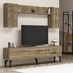 Lenora Tv Üni̇tesi̇ Takimi 180 Cm Ceviz-Altın Ceviz