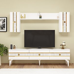 Lenora Tv Üni̇tesi̇ Takimi 180 Cm Beyaz-Altın Beyaz-Altın