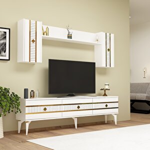 Lenora Tv Üni̇tesi̇ Takimi 180 Cm Beyaz-Altın Beyaz-Altın