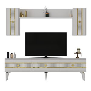 Lenora Tv Üni̇tesi̇ Takimi 180 Cm Beyaz-Altın