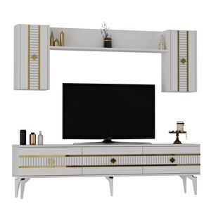 Lenora Tv Üni̇tesi̇ Takimi 180 Cm Beyaz-Altın