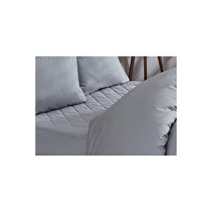 Gri Kapitone Yatak Koruyucu Alez Nevresim Set %100 Pamuk 8 Ebat 160x200 cm